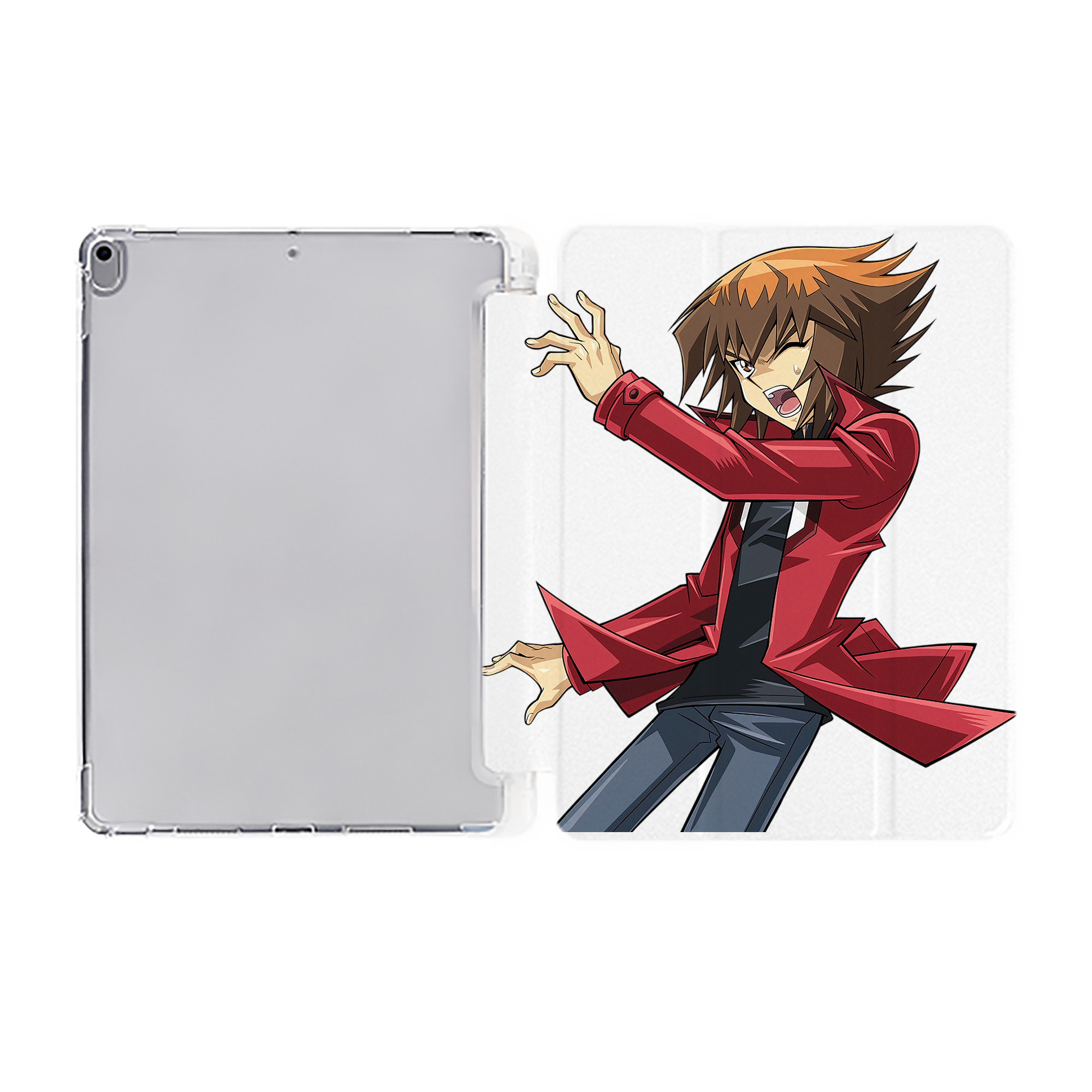 （画像用） 遊☆戯☆王 Yu-Gi-Oh! IPad ケース ペン収納付き 三つ折りスタンド PUレザー×シリコン 対応機種9.5/10.5/10.9インチ